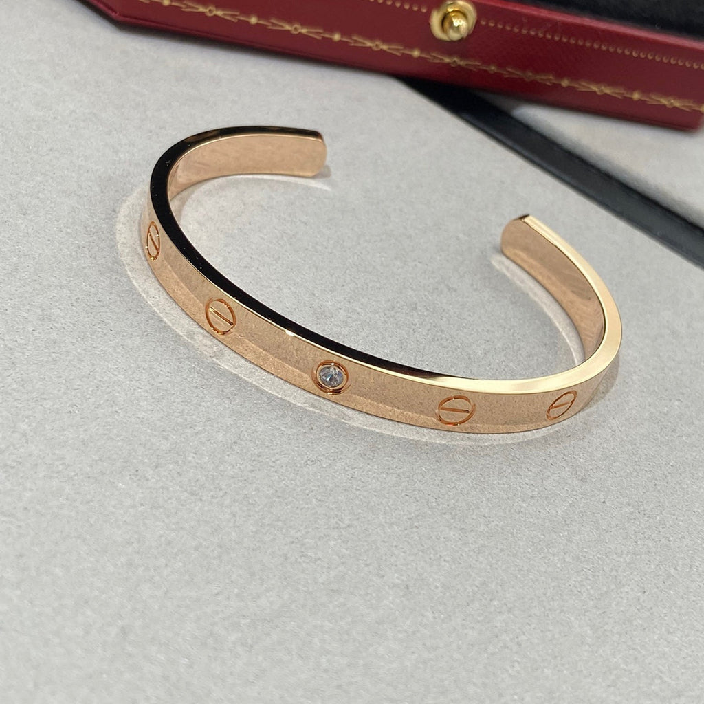 [Demi jewelry]LOVE BRACELET 6.1MM 1 DIAMOND OPEN CUFF
