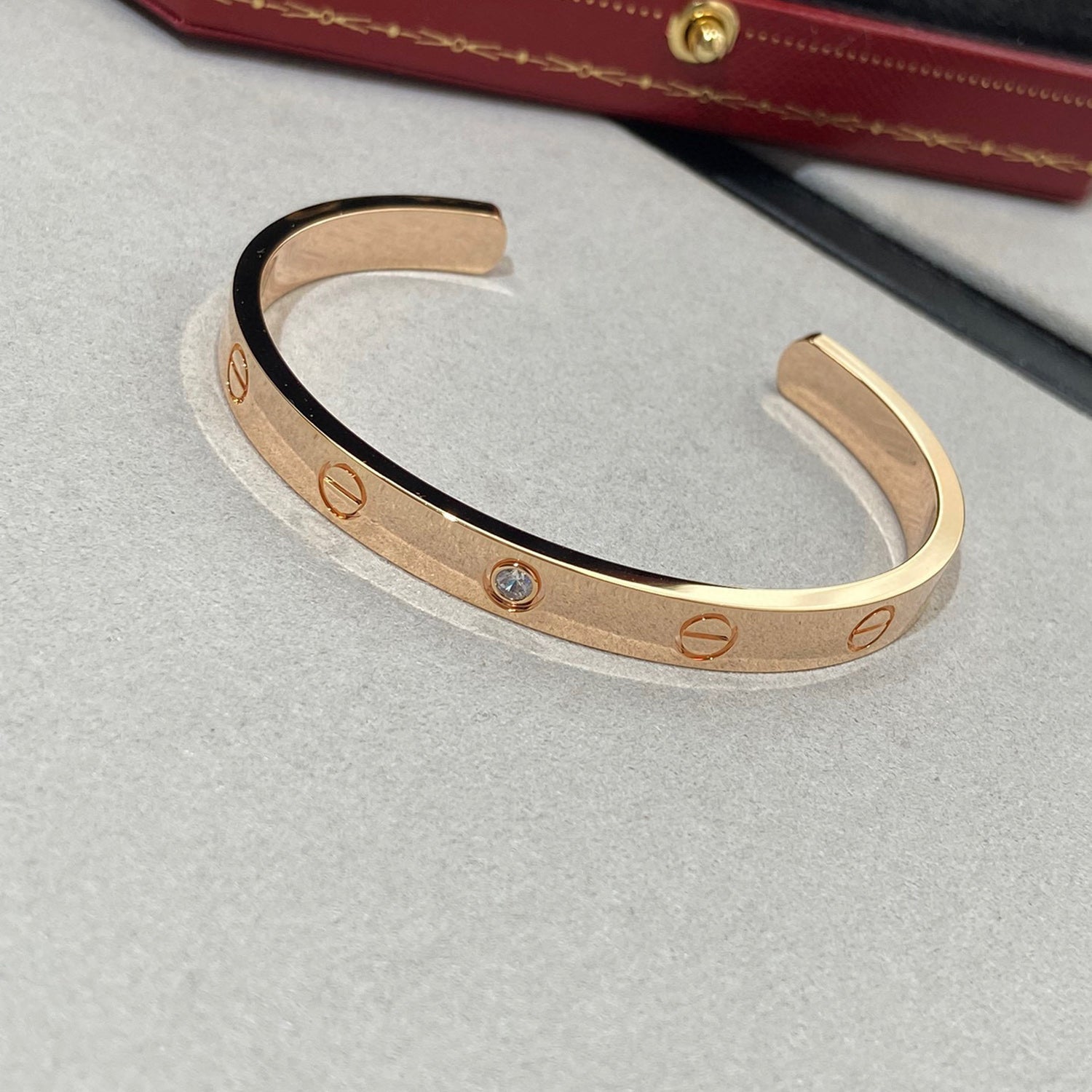 [Demi jewelry]LOVE BRACELET 6.1MM 1 DIAMOND OPEN CUFF