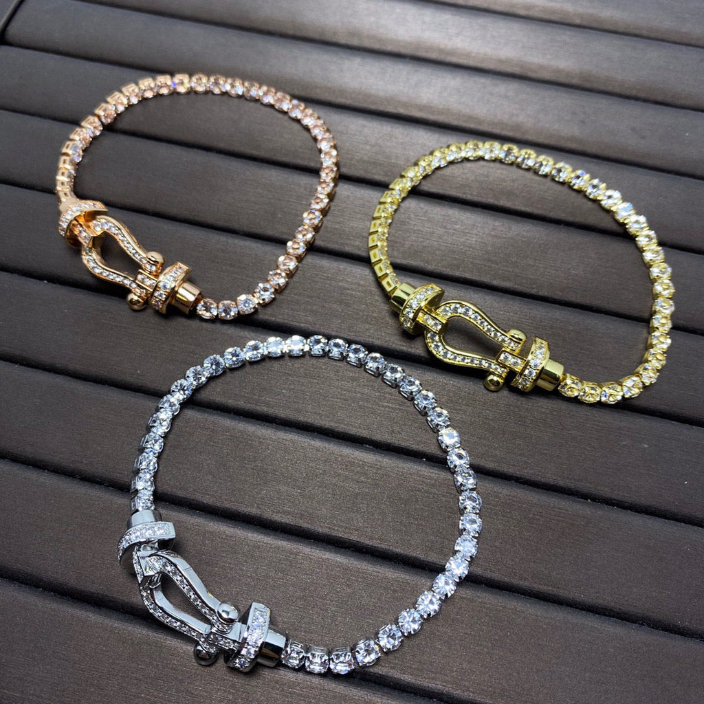 [Demi jewelry]FORCE  LARGE HORSESHOE FULL DIAMOND TENNIS BRACELET