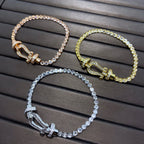 [Demi jewelry]FORCE  LARGE HORSESHOE FULL DIAMOND TENNIS BRACELET