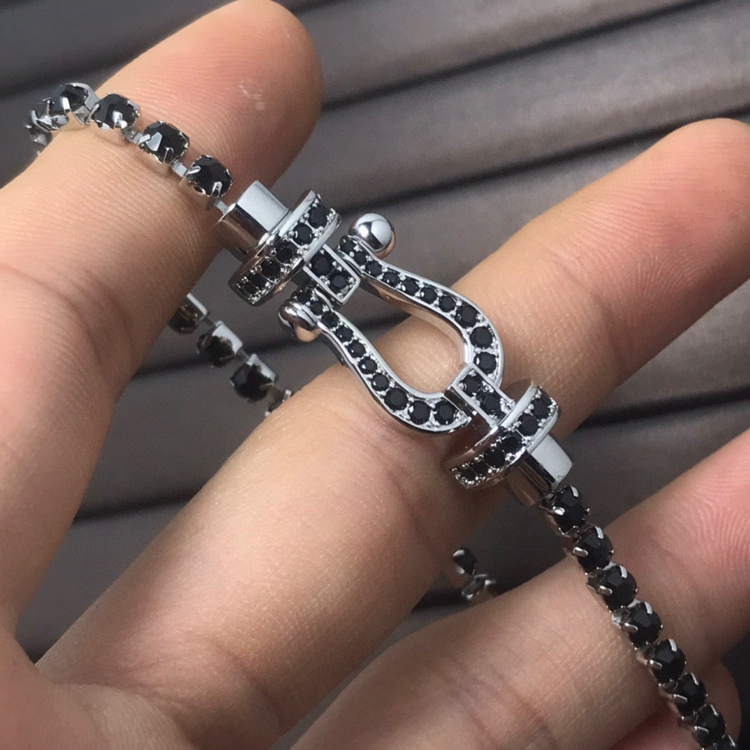 [Demi jewelry]FORCE  LARGE HORSESHOE FULL DIAMOND TENNIS BRACELET