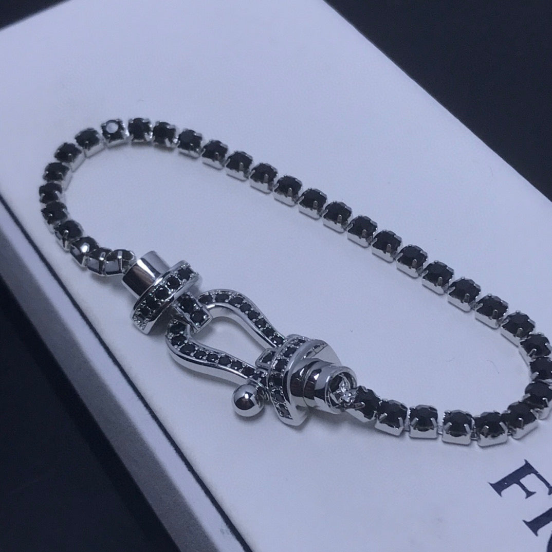 [Demi jewelry]FORCE  LARGE HORSESHOE FULL DIAMOND TENNIS BRACELET