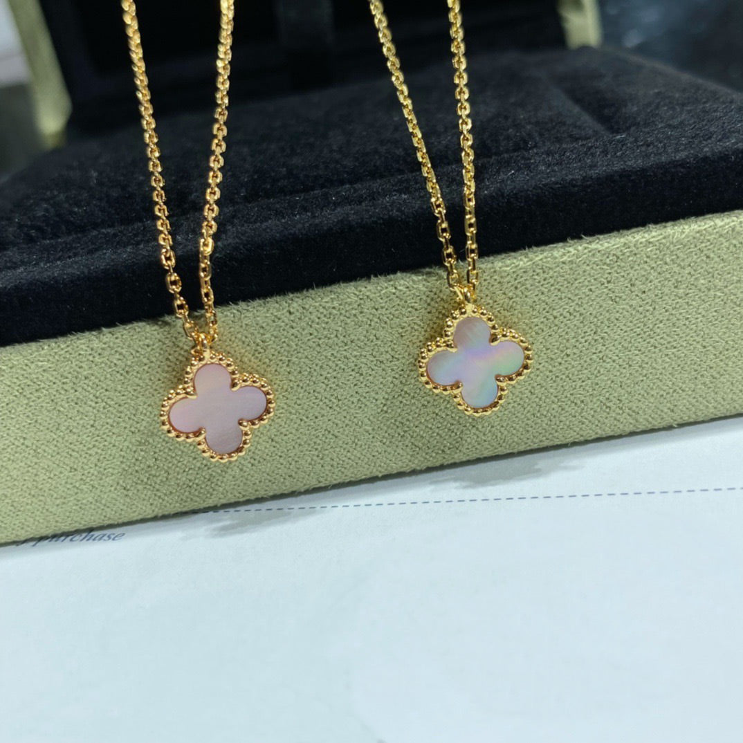 [Mystic]CLOVER 15MM PINK MOTHER-OF-PEARL SINGLE FLOWER NECKLACE
