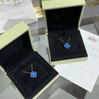 [Demi jewelry]CLOVER 15MM DIAMOND AND BLUE AGATE NECKLACE