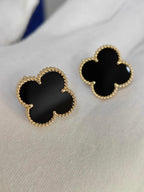 [Demi Jewelry]CLOVER 20MM BLACK MOP EARRINGS