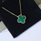 [Demi jewelry]CLOVER 15MM MALACHITE SINGLE FLOWER  NECKLACE