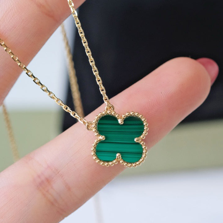 [Demi jewelry]CLOVER 15MM MALACHITE SINGLE FLOWER  NECKLACE