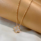 [Demi jewelry]CLOVER 15MM DIAMOND SINGLE FLOWER NECKLACE
