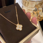 [Demi jewelry]CLOVER 15MM DIAMOND SINGLE FLOWER NECKLACE