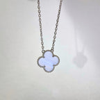 [Demi jewelry]CLOVER 15MM BLUE CHALCEDONY NECKLACE SILVER