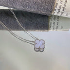 [Demi jewelry]CLOVER 15MM BLUE CHALCEDONY NECKLACE SILVER