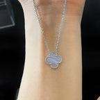 [Demi jewelry]CLOVER 15MM BLUE CHALCEDONY NECKLACE SILVER