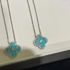[Demi jewelry]CLOVER 15MM DIAMOND SVRES PORCELAIN  NECKLACE SILVER