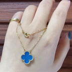 [Demi jewelry]CLOVER 15MM BLUE AGATE NECKLACE