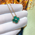 [Demi jewelry]CLOVER 15MM DIAMOND TURQUOISE NECKLACE