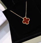 [Demi jewelry]CLOVER 15MM CARNELIAN SINGLE FLOWER NECKLACE