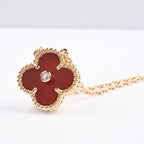 [Demi jewelry]CLOVER 15MM DIAMOND CARNELIAN NECKLACE