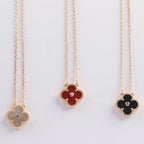 [Demi jewelry]CLOVER 15MM DIAMOND CARNELIAN NECKLACE