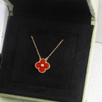 [Demi jewelry]CLOVER 15MM DIAMOND CARNELIAN NECKLACE