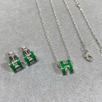 [Demi jewelry]POP H GREEN NECKLACE SILVER AND GOLD