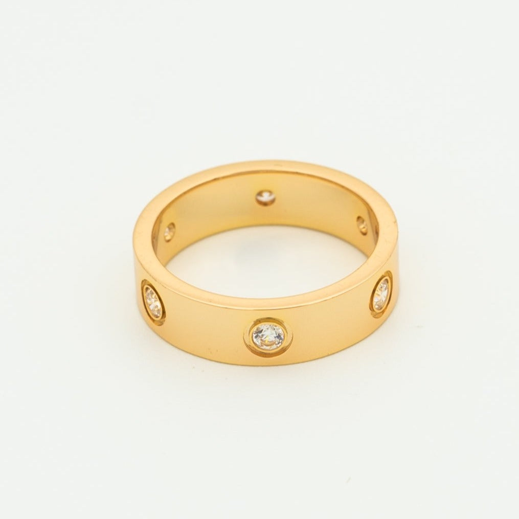 [Demi jewelry]LOVE RING 5.5MM 6 DIAMONDS PINK GOLD