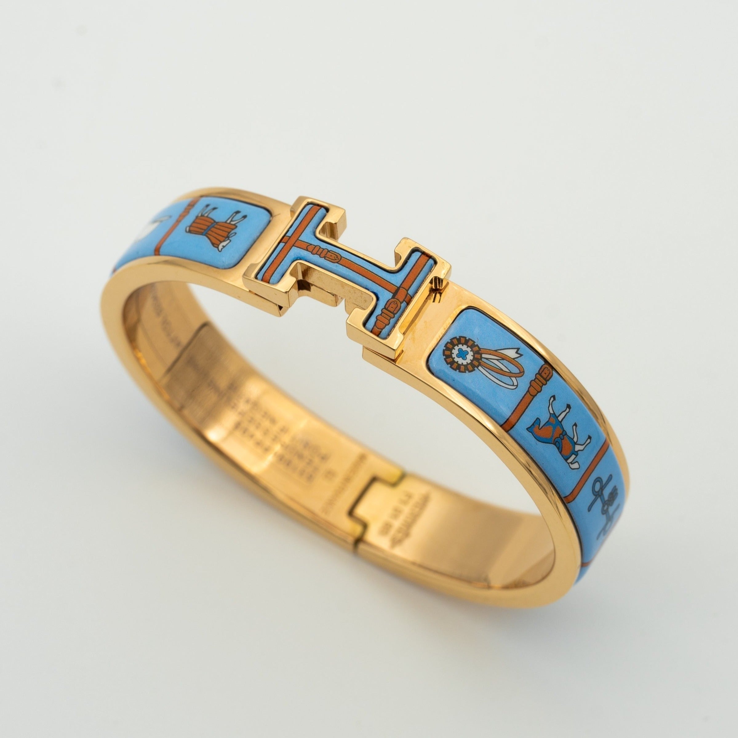 [Demi jewelry]H PINK GOLD BRACELET BLUE CERAMIC