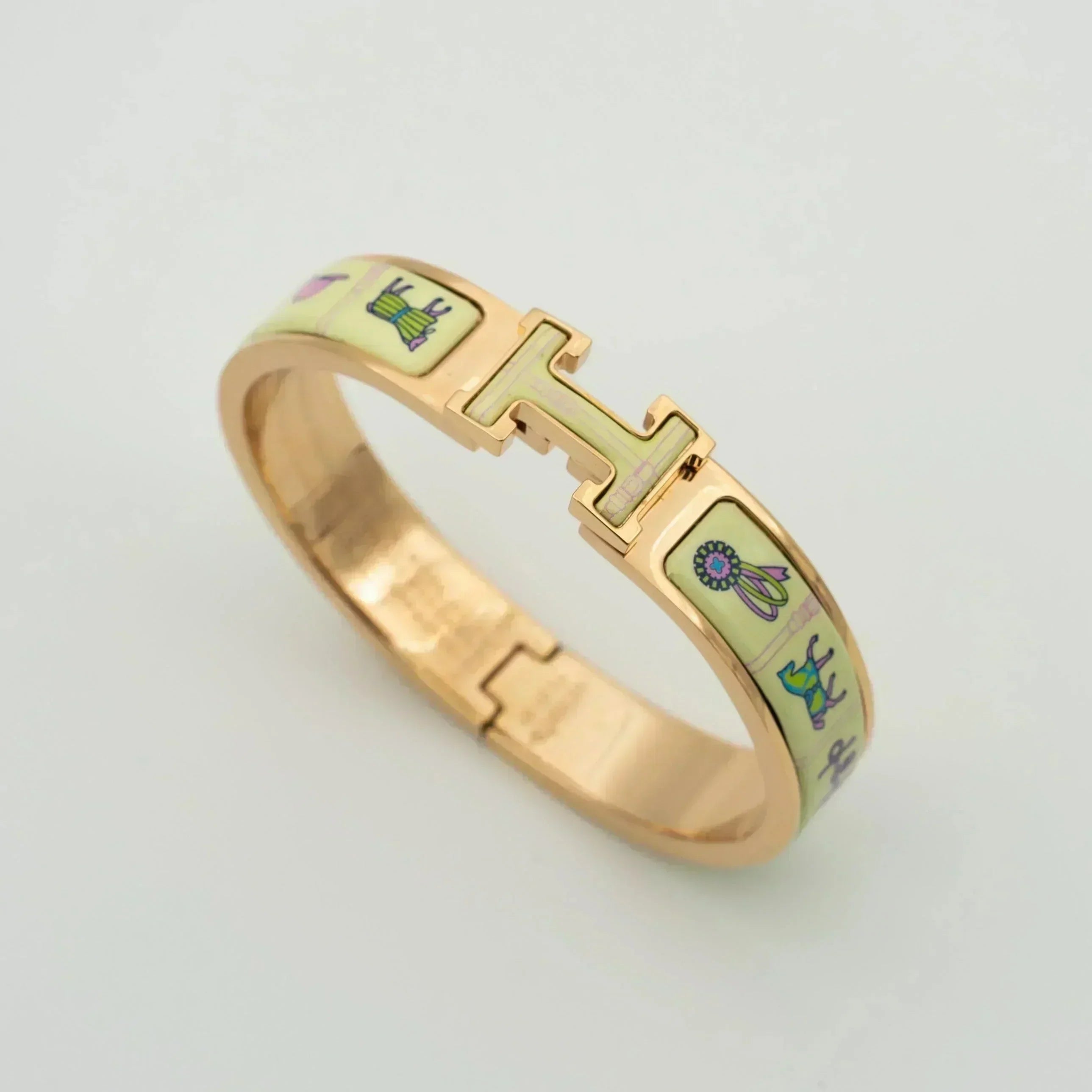 [Demi jewelry]H PINK GOLD BRACELET CREAM CERAMIC