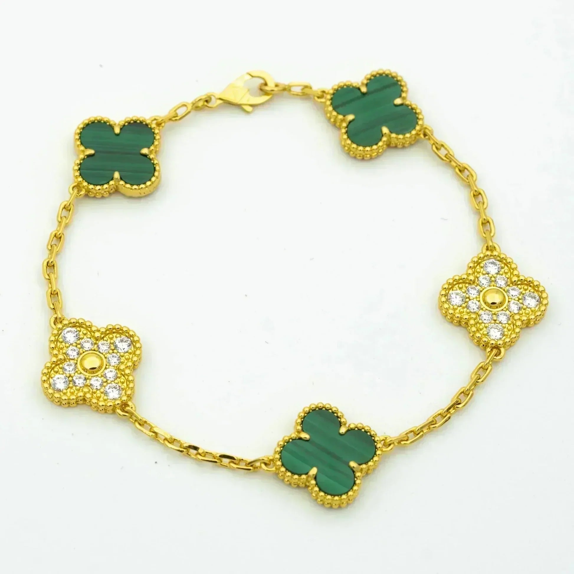 [Demi jewelry] CLOVER 5 MOTIF MALACHITE BRACELET COLLECTION