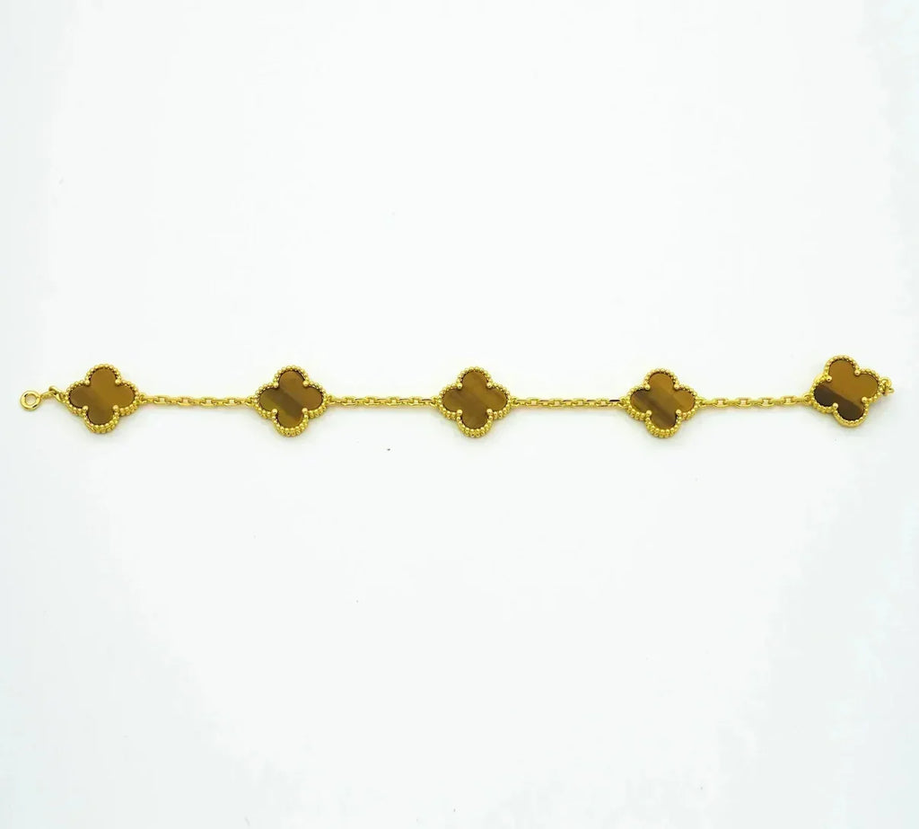 [Demi jewelry] CLOVER 5 MOTIFS TIGER EYE BRACELET COLLECTION