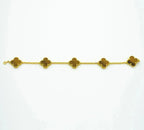 [Demi jewelry] CLOVER 5 MOTIFS TIGER EYE BRACELET COLLECTION-new