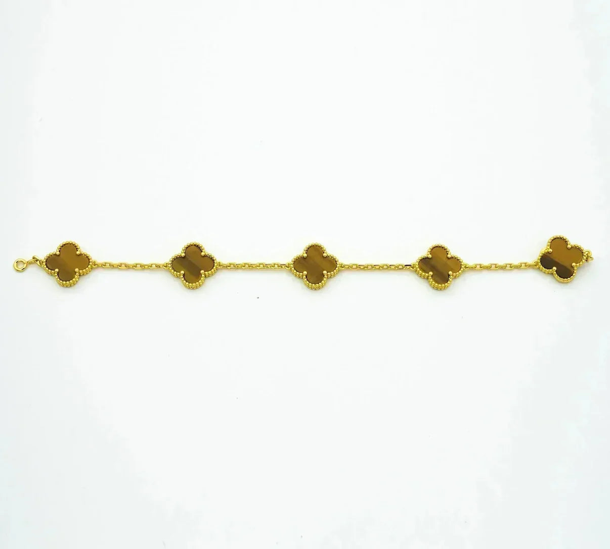 [Demi jewelry] CLOVER 5 MOTIFS TIGER EYE BRACELET COLLECTION-new
