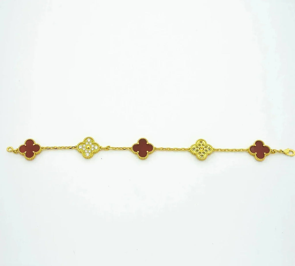 [Demi jewelry] CLOVER 5 MOTIF RED CORNELIAN BRACELET COLLECTION