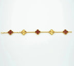 [Demi jewelry] CLOVER 5 MOTIF RED CORNELIAN BRACELET COLLECTION-new