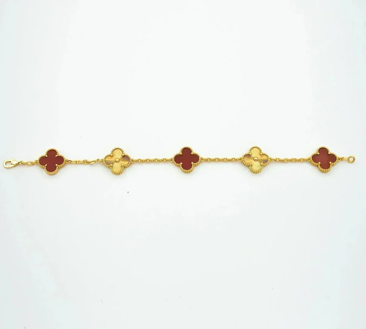 [Demi jewelry] CLOVER 5 MOTIF RED CORNELIAN BRACELET COLLECTION-new