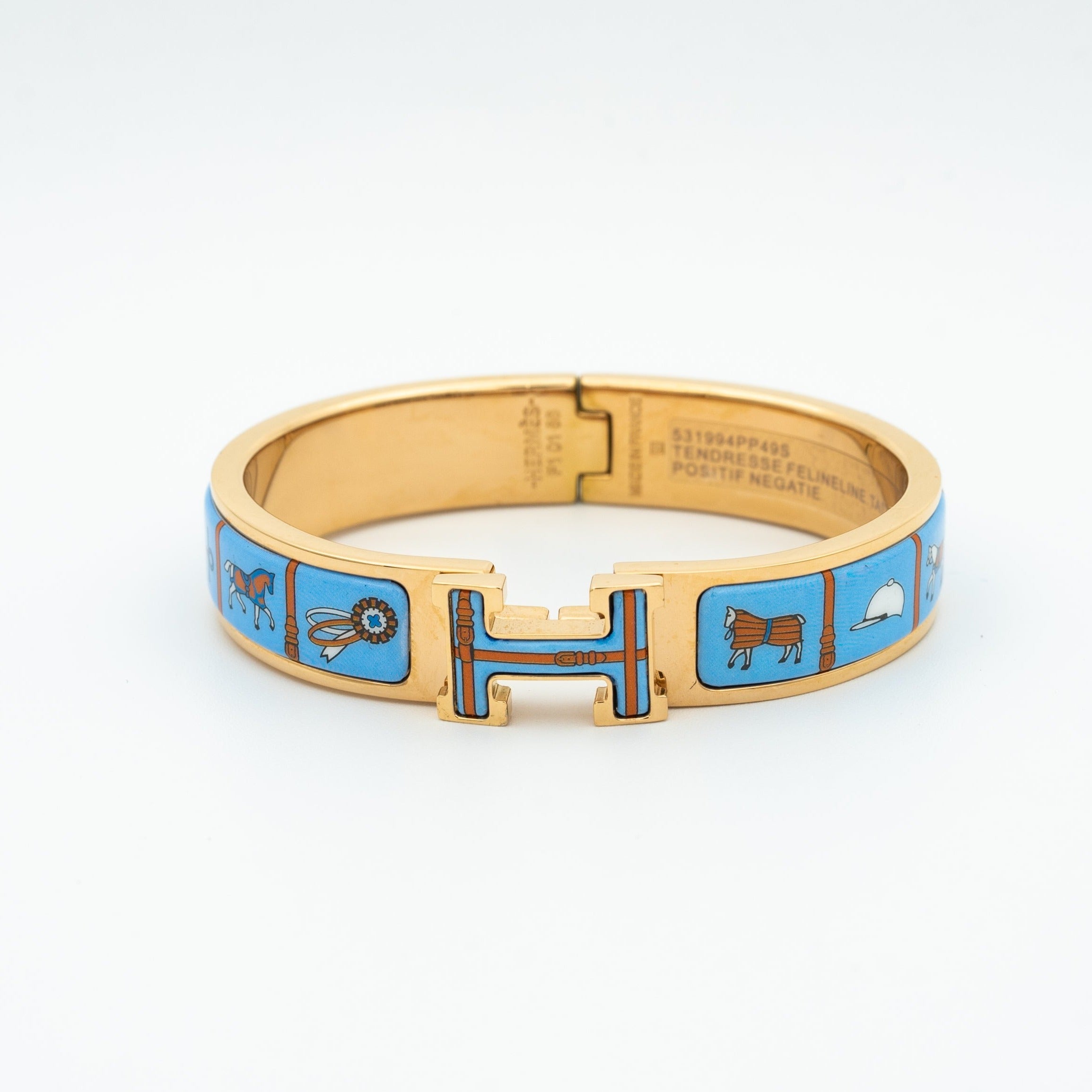 [Demi jewelry]H PINK GOLD BRACELET BLUE CERAMIC