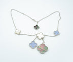 [Demi jewelry]CLOVER MOP CHALCEDONY NECKLACE SILVER 6 MOTIF