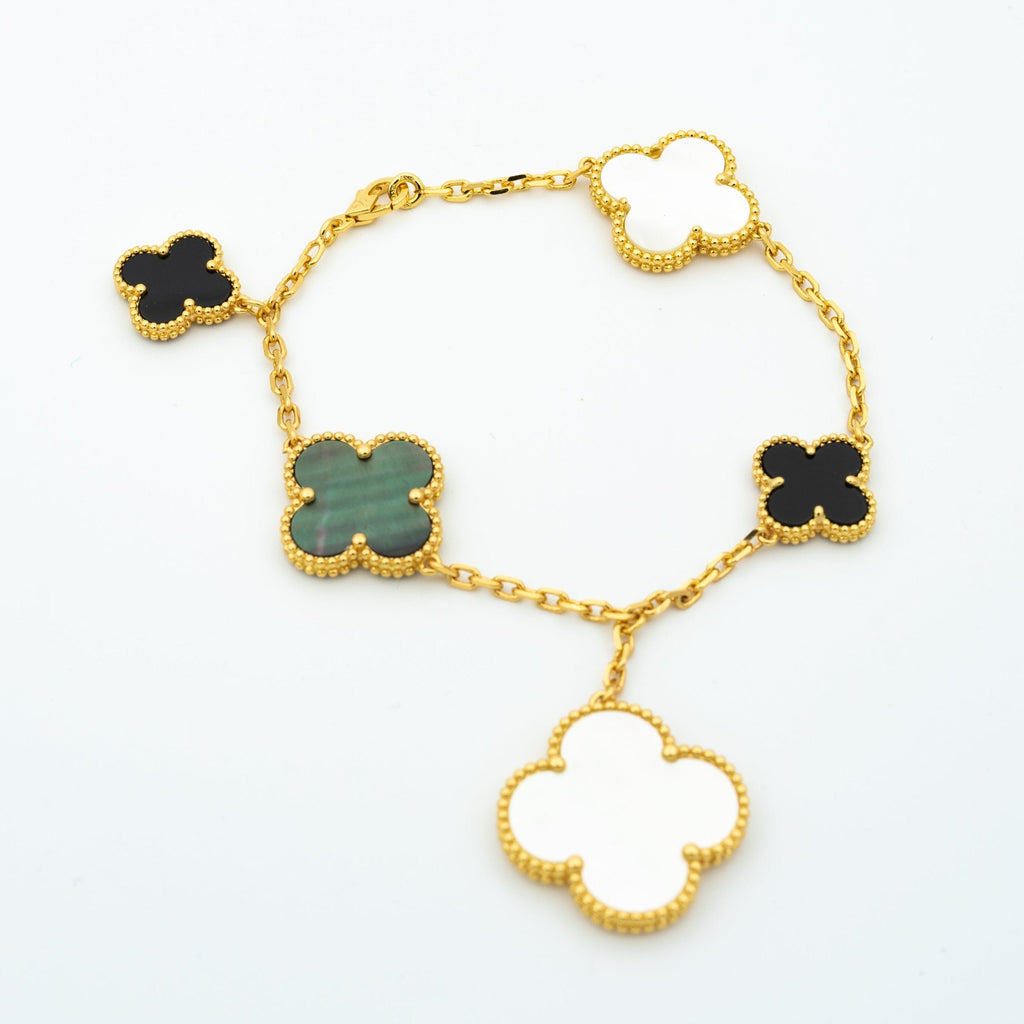 [Demi jewelry]CLOVER BRACELET 5 MOTIFS ONYX MOP