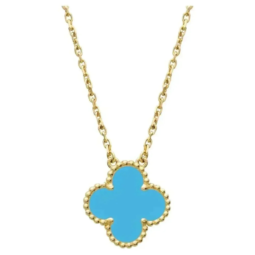 [Demi jewelry]CLOVER 15MM VINTAGE TURQUOISE NECKLACE