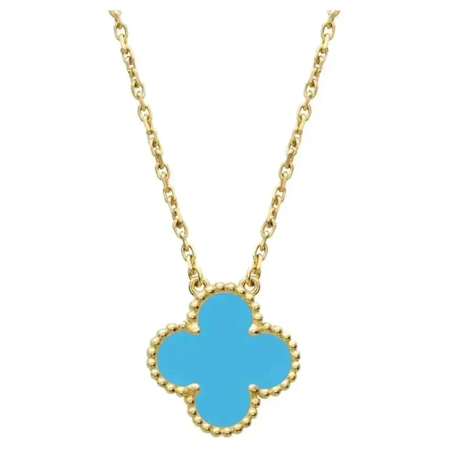 [Demi jewelry]CLOVER 15MM VINTAGE TURQUOISE NECKLACE