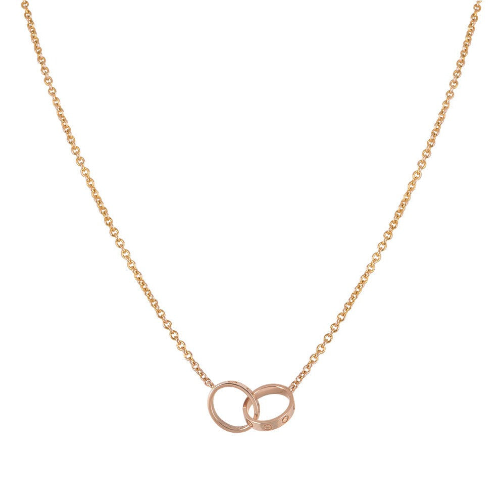 [Demi jewelry]LOVE NECKLACE DOUBLE RING PINK GOLD
