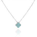 [Demi jewelry]CLOVER 1 DIAMOND LIGHT BLUE SILVER NECKLACE
