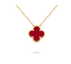 [Demi jewelry]CLOVER 15MM CARNELIAN SINGLE FLOWER NECKLACE