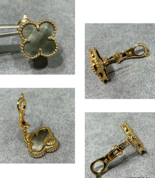 [Mystic]CLOVER MEDIUM GRAY MOP EARRINGS