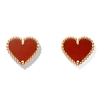 [Demi jewelry]HEART CARNELIAN STUD EARRINGS