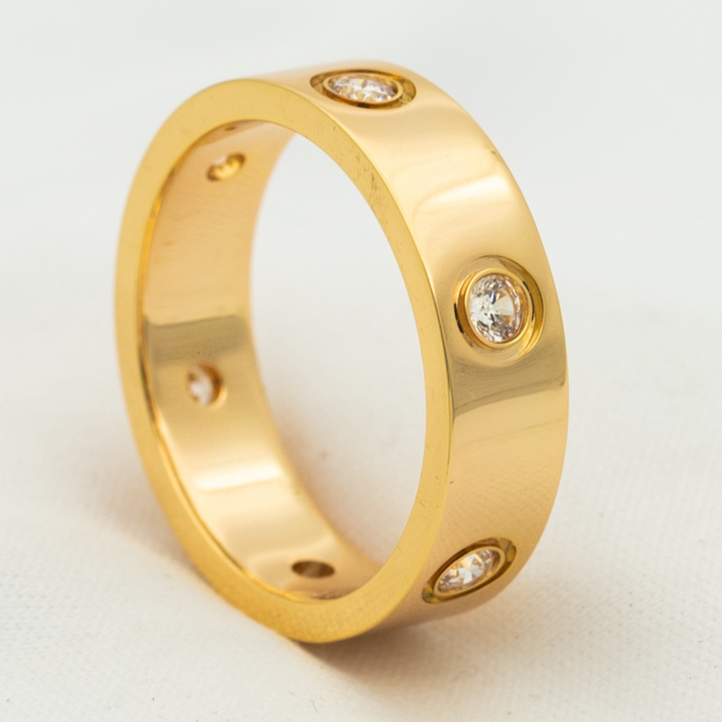 [Demi jewelry]LOVE RING 5.5MM 6 DIAMONDS PINK GOLD