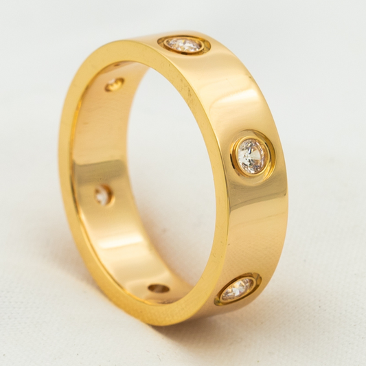 [Mystic]LOVE RING 5.5MM 6 DIAMONDS PINK GOLD