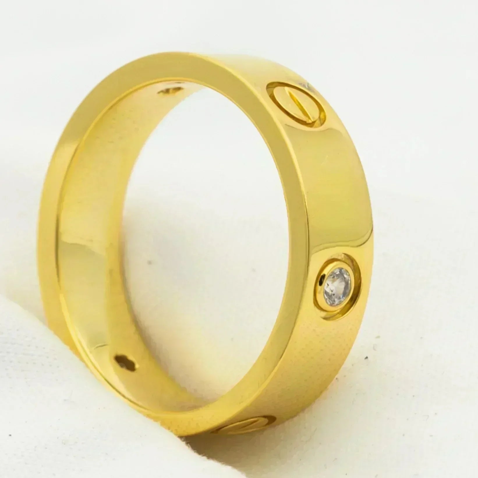 [Demi jewelry]LOVE RING 5.5MM 3 DIAMONDS GOLD