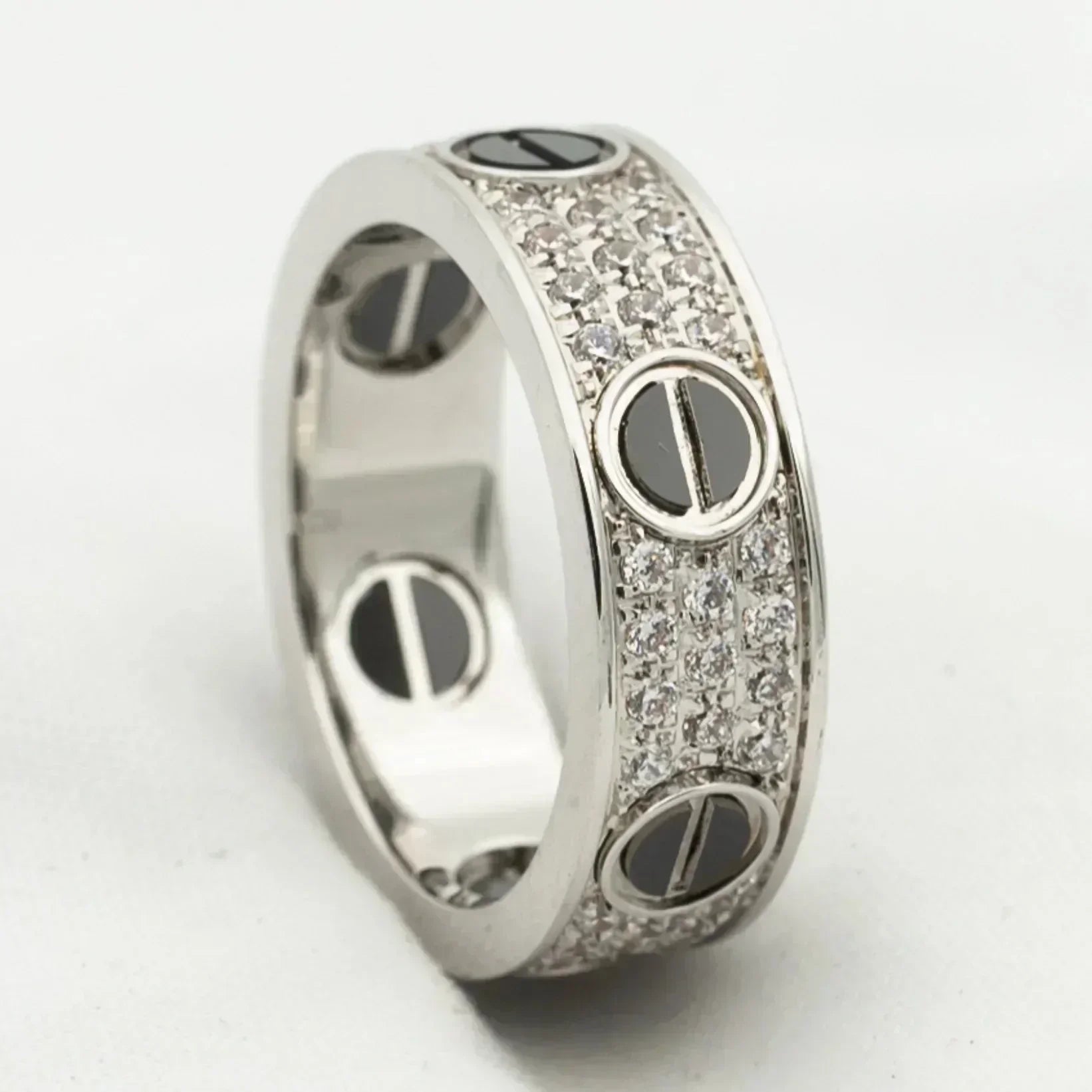 [Demi jewelry]LOVE RING 5.5MM DIAMONDS PAVED CERAMIC