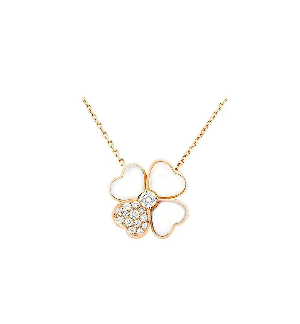 [Demi jewelry]CLOVER MOP DIAMOND ROSE GOLD NECKLACE
