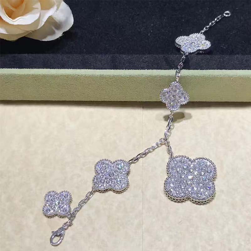 [Demi jewelry]CLOVER 6 MOTIFS SILVER DIAMOND BRACELET